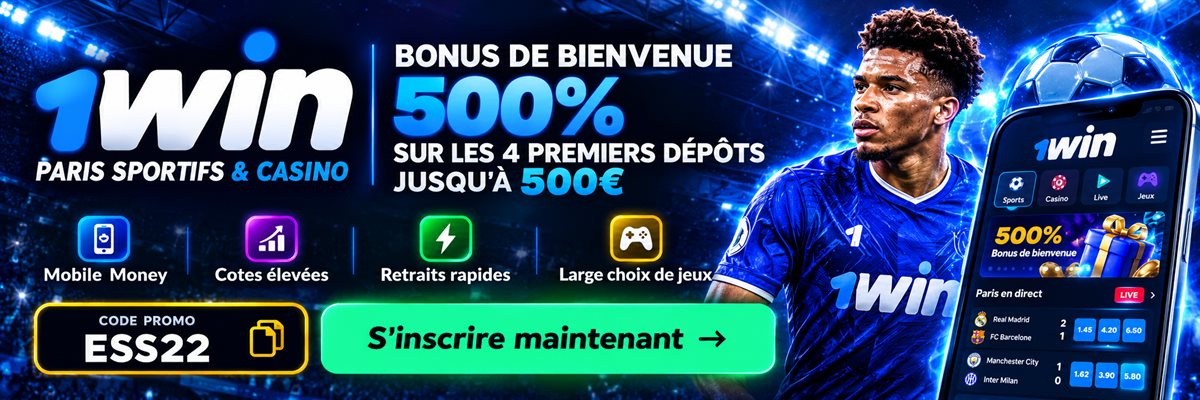 Affiche code promo 1win 2026 : ESS22 — Cousin Marc