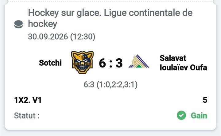 🏒 Sotchi – Salavat Oufa — @5 — Cousin Marc