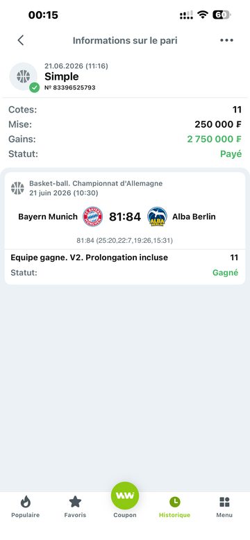 Coupon gagnant 2 750 000 F Cousin Marc
