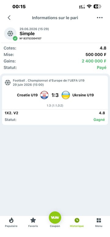 Coupon gagnant 2 400 000 F Cousin Marc